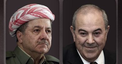 علاوي يستنكر في اتصال مع بارزاني الهجمات التي استهدفت اقليم كردستان علاوي يستنكر في اتصال مع بارزاني الهجمات التي استهدفت اقليم كردستان